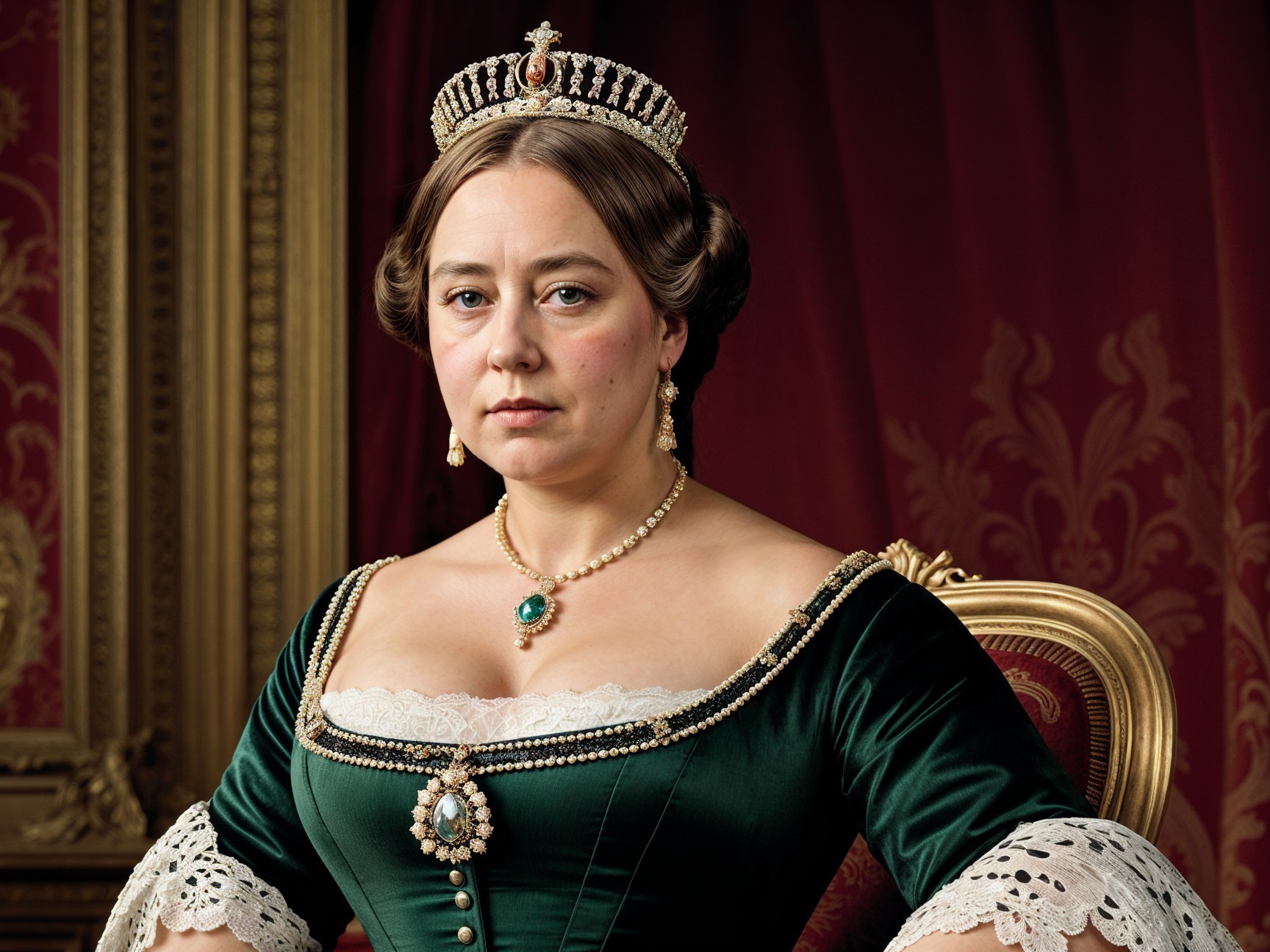 Elegant Woman in Historical Attire with Regal Details