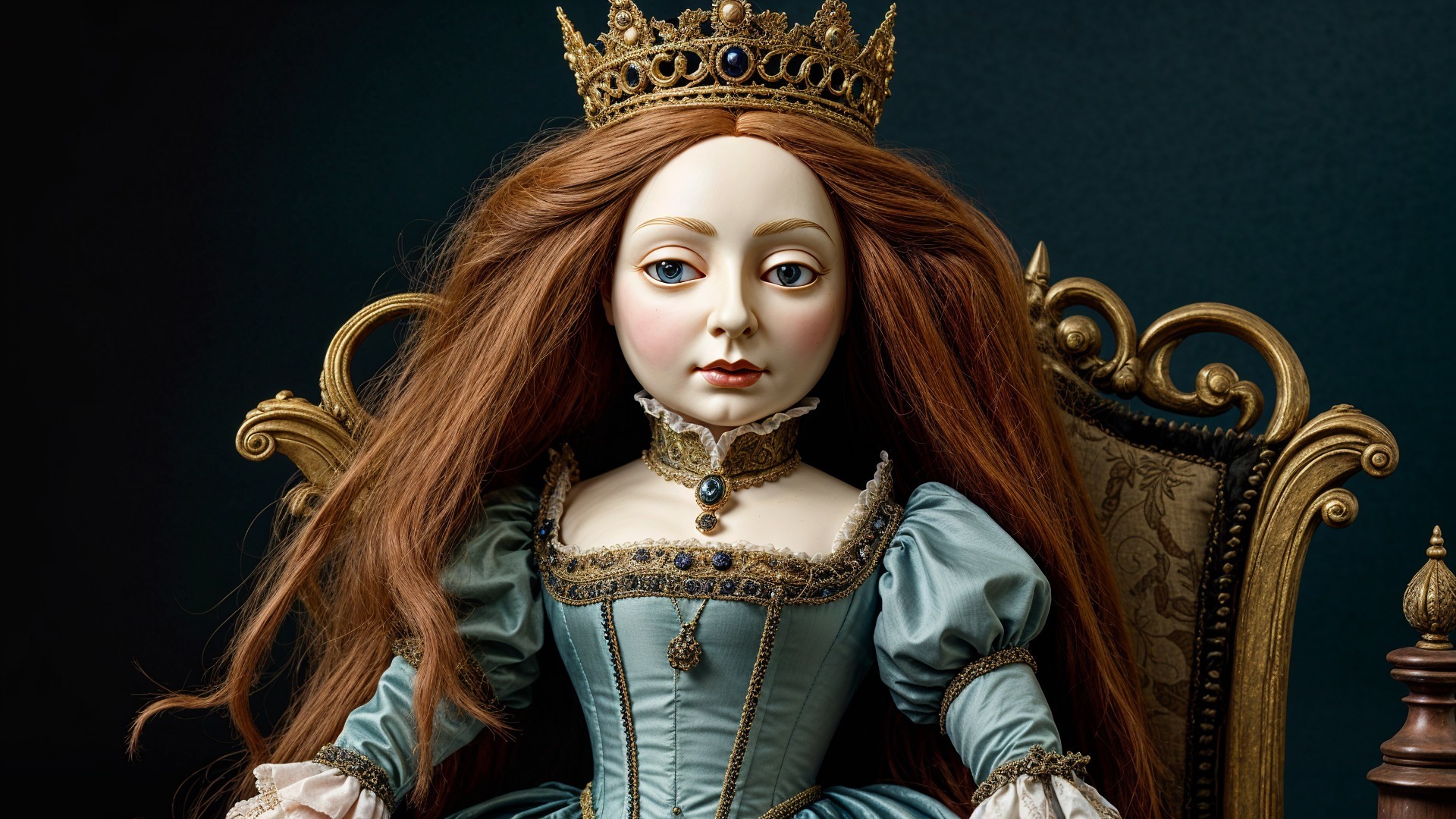 Detailed Portrait of a Porcelain Doll with Accessories
