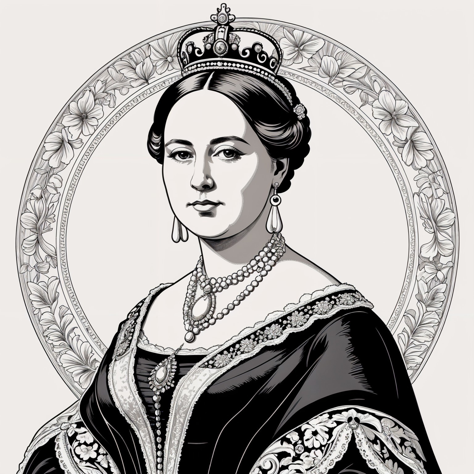 Elegant Portrait of a Royal Figure in Opulent Attire