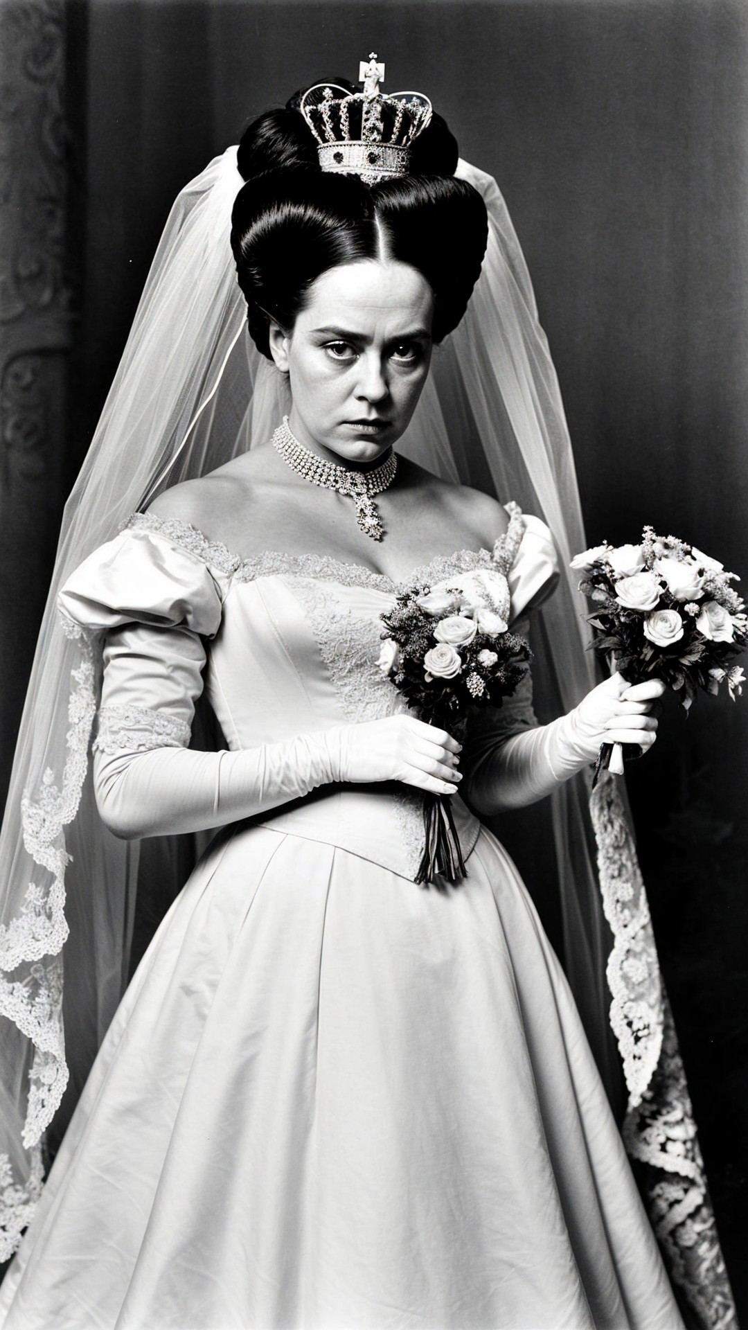 Vintage Wedding Dress with Lace and Voluminous Sleeves