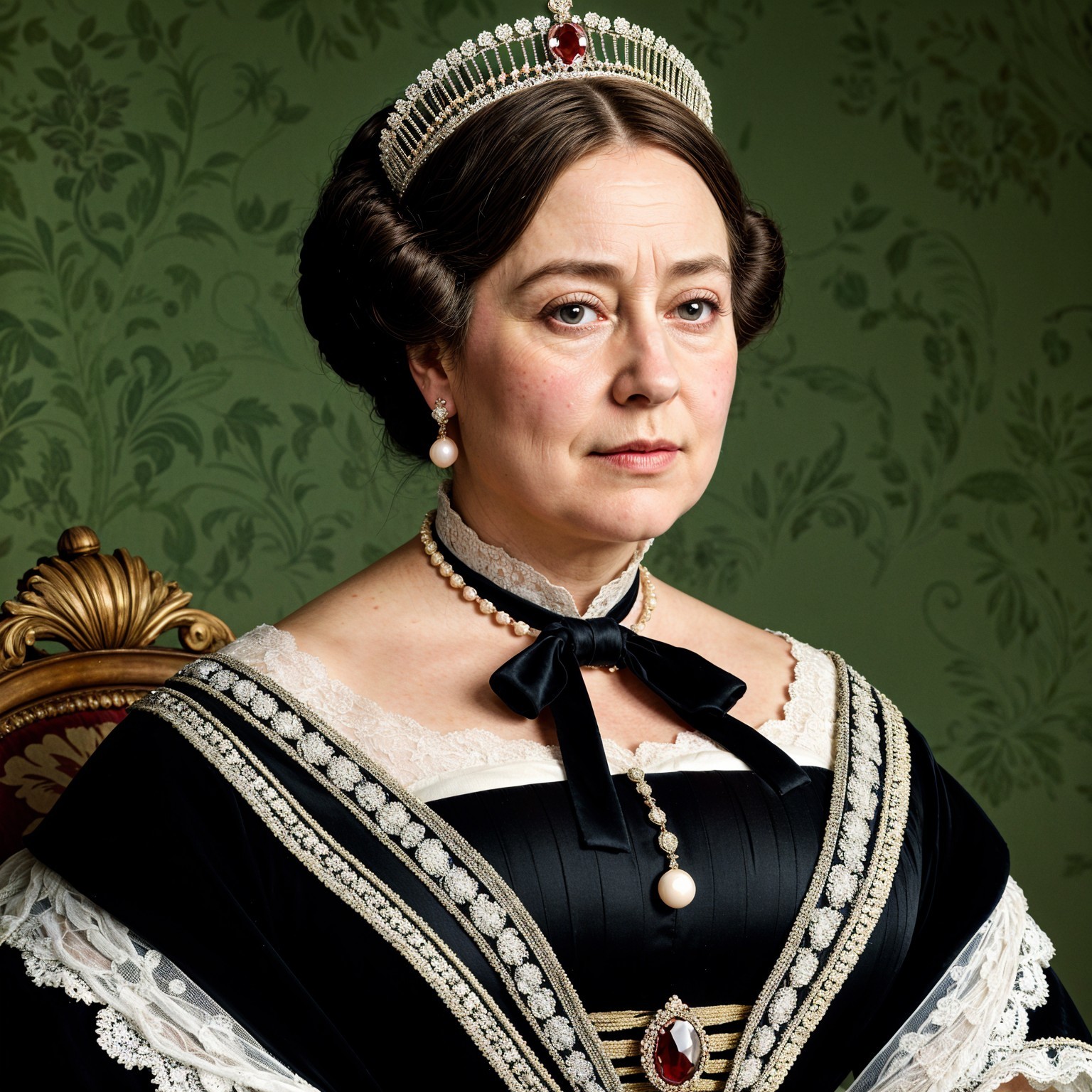 Regal Woman in Historical Attire with Elegant Dress