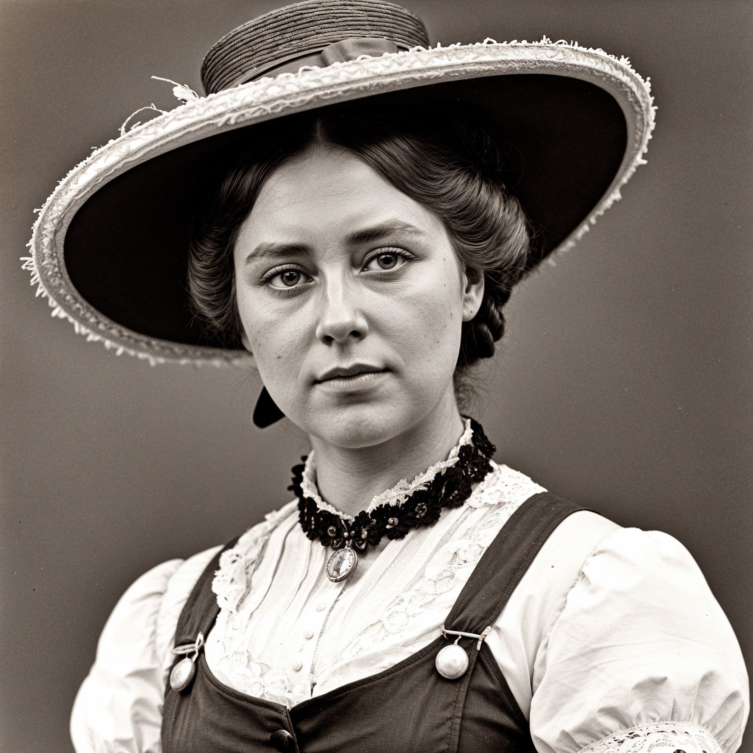 Vintage Fashion Portrait of Woman in Historical Attire