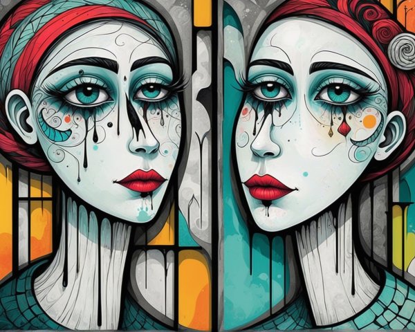 Symmetrical Abstract Portraits of Women with Colorful Background