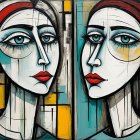 Symmetrical Abstract Portraits of Women with Colorful Background