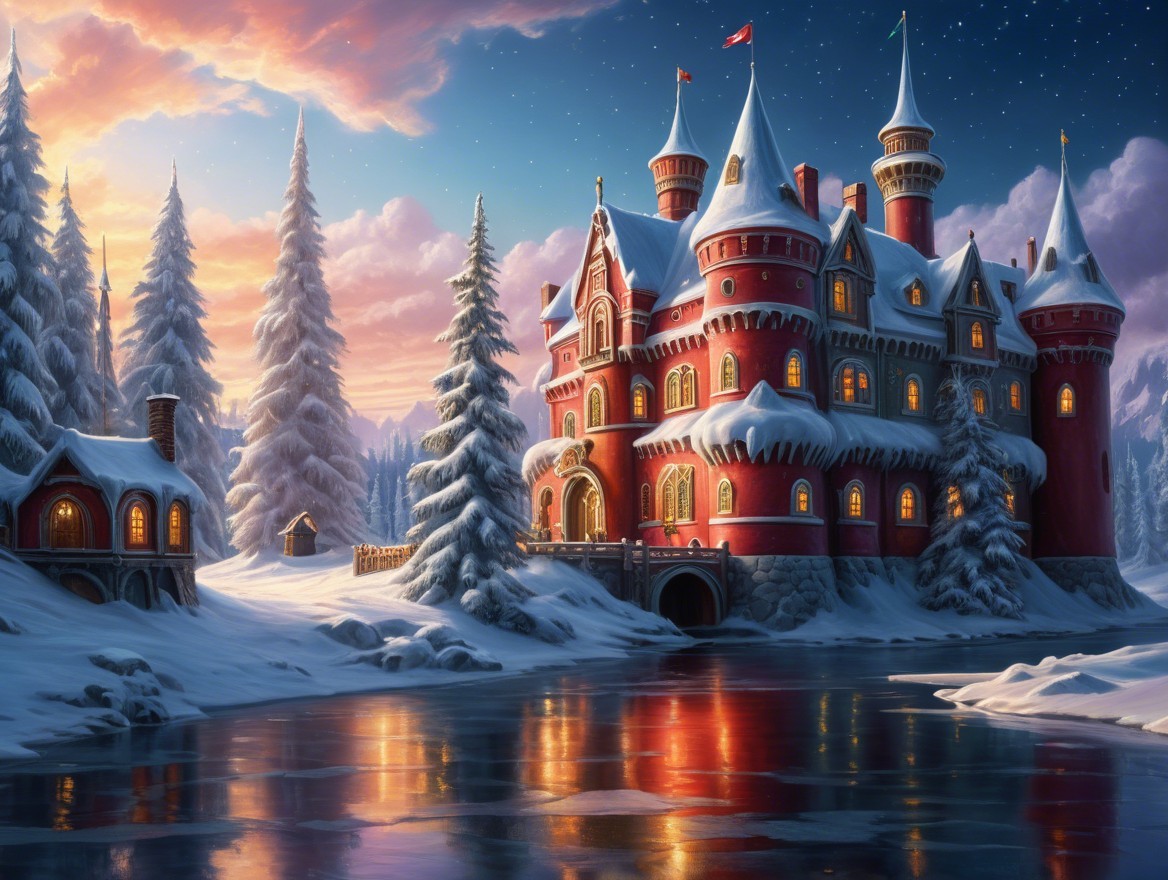 Majestic Castle in a Winter Wonderland Setting