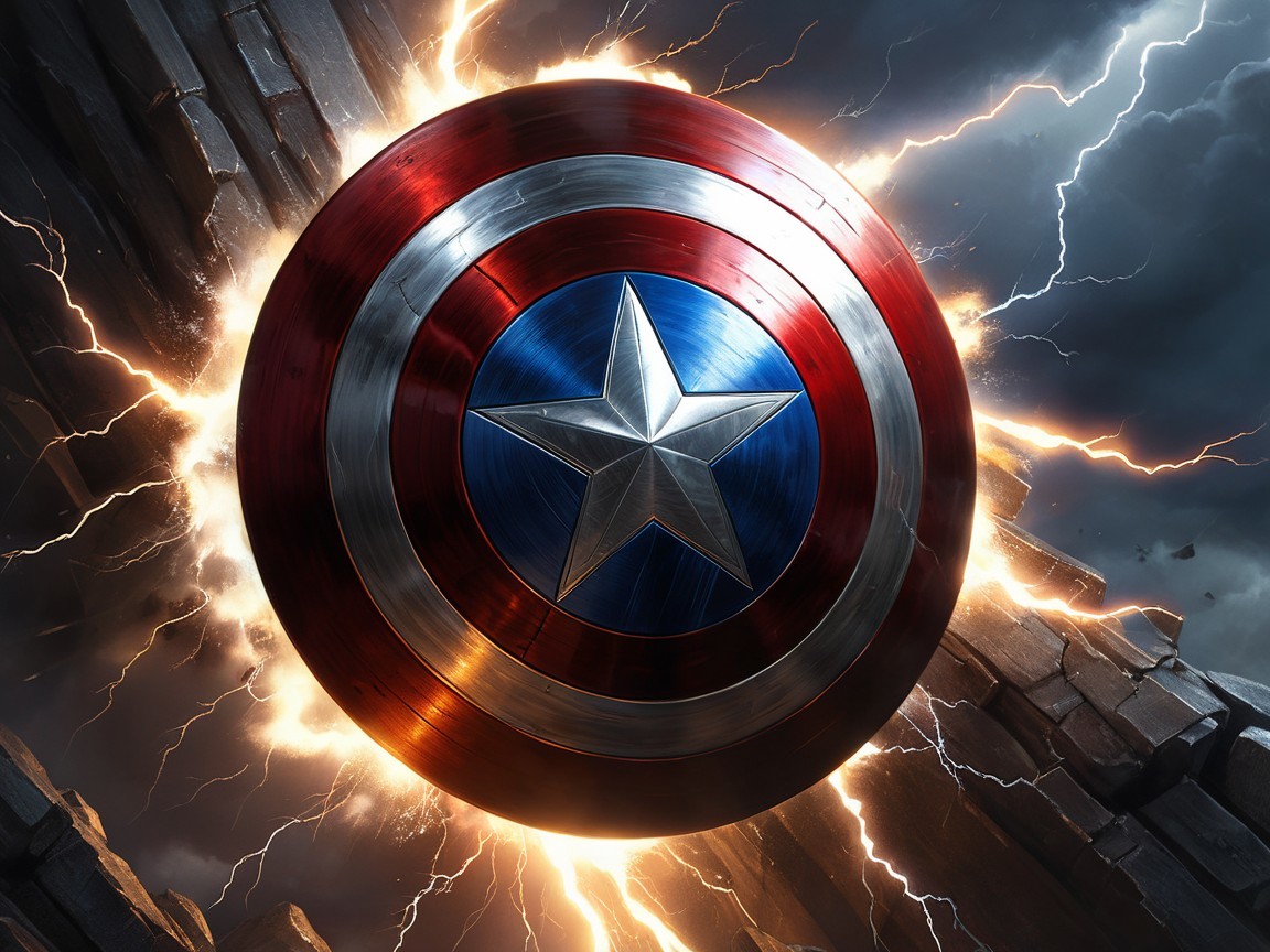 Close-Up of a Vibrant Shield with Electric Sparks