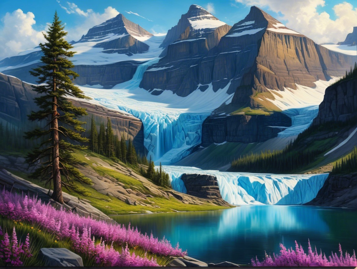 Majestic Snow-Capped Mountains and Serene Lake Landscape
