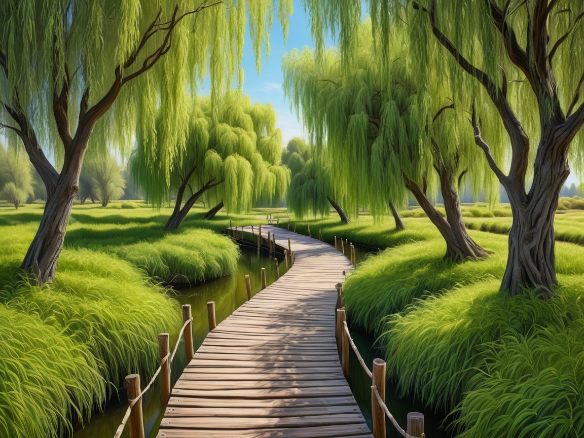 Serene Pathway Through a Lush Green Landscape