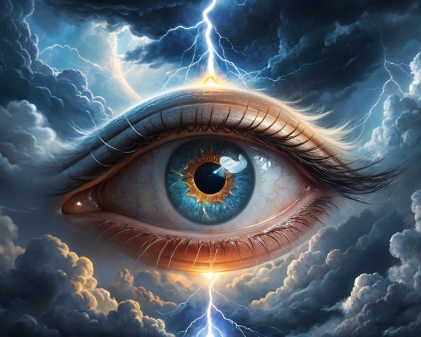 Detailed Macro Shot of a Light-Blue Human Eye