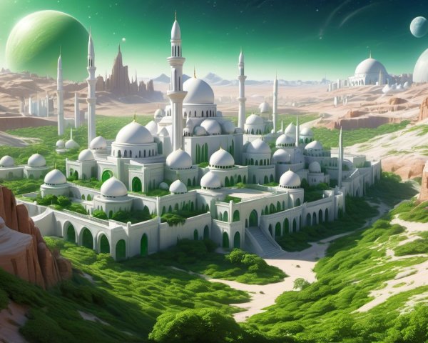 Majestic Palace Surrounded by Surreal Landscapes