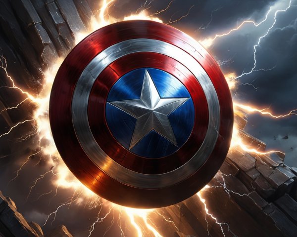 Close-Up of a Vibrant Shield with Electric Sparks