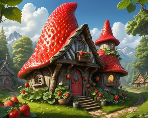 Mushroom-Shaped Houses in a Fairy-Tale Landscape
