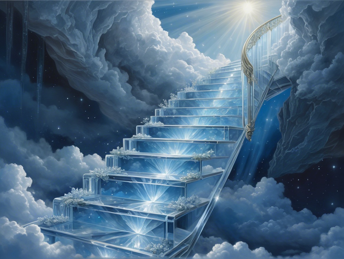 Translucent Glass Staircase in Celestial Light