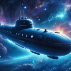 Futuristic Submarine in a Colorful Cosmic Landscape