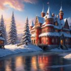 Majestic Castle in a Winter Wonderland Setting