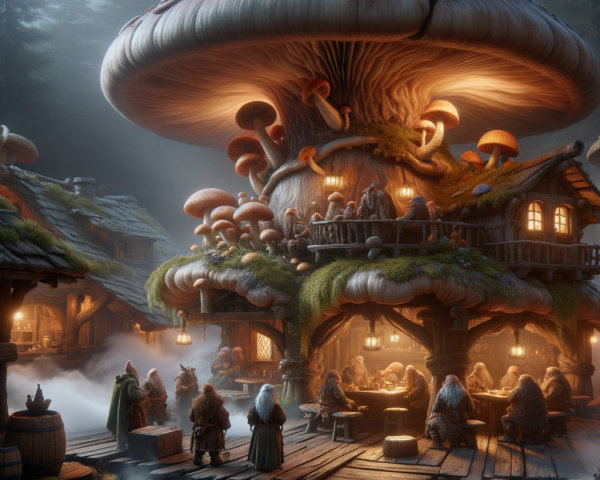 Whimsical Mushroom Tavern in Enchanted Forest Glade