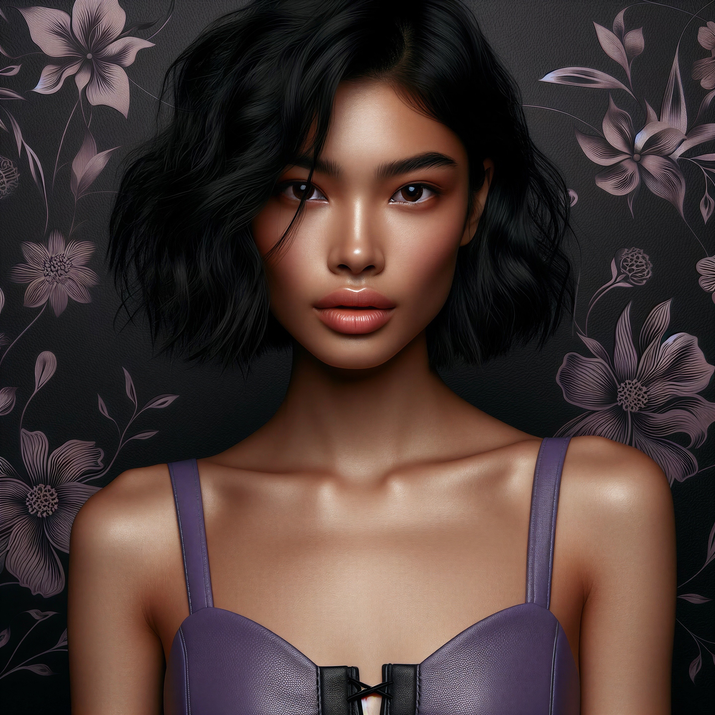 Portrait of a Confident Young Woman in Floral Setting