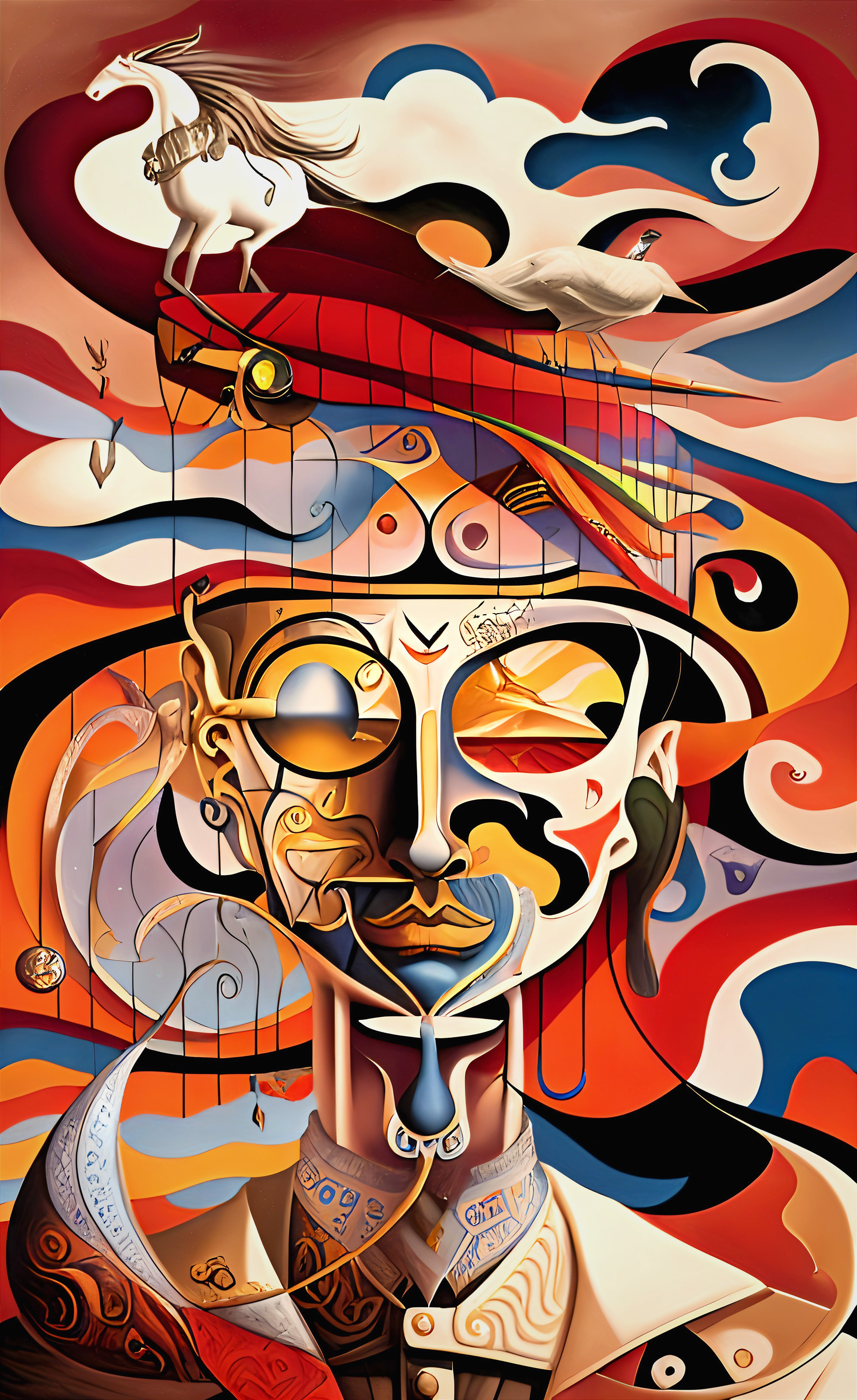 Surreal Artwork with Human and Abstract Forms