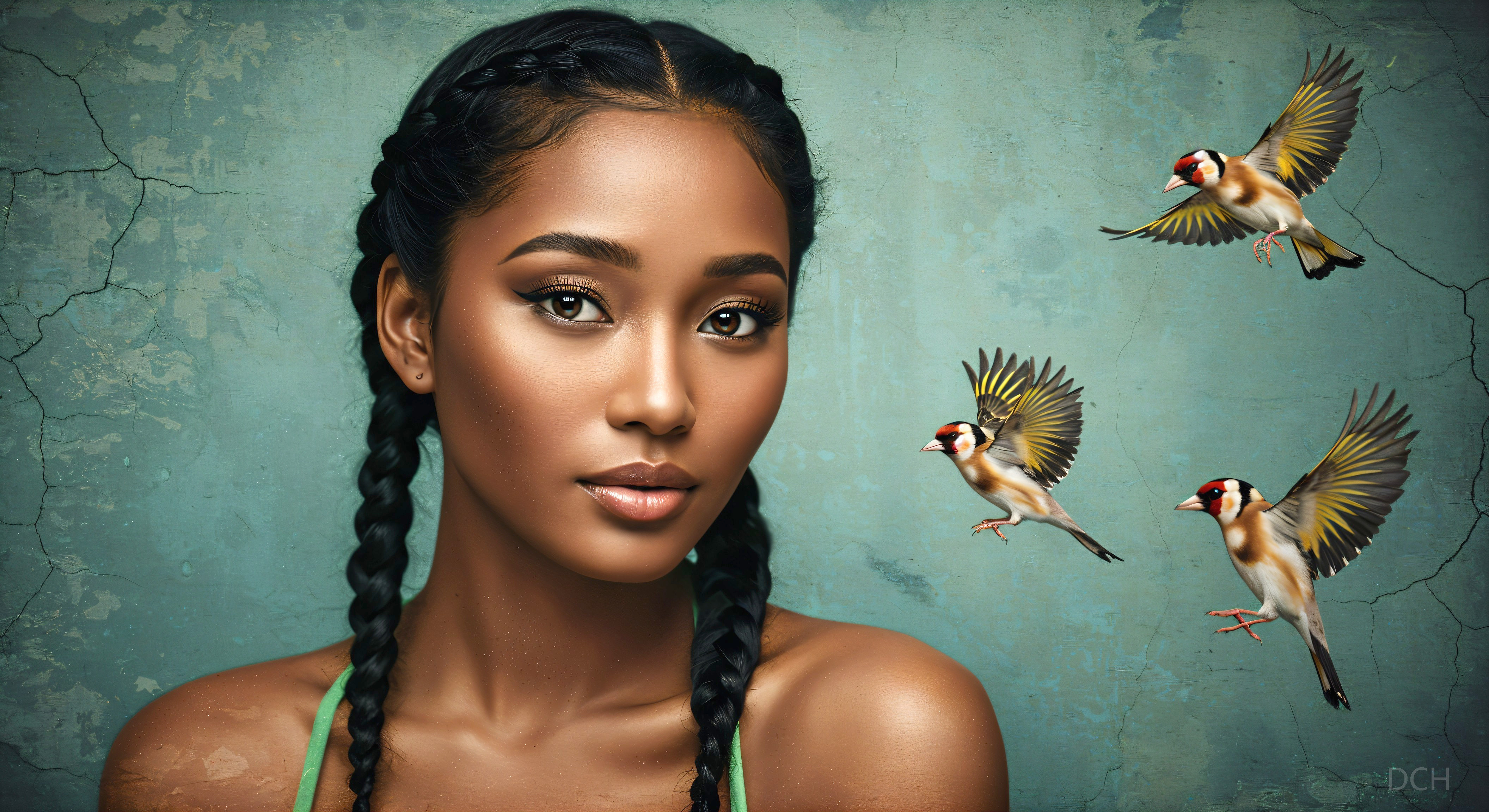 Young Woman with Braids and Goldfinches in Art