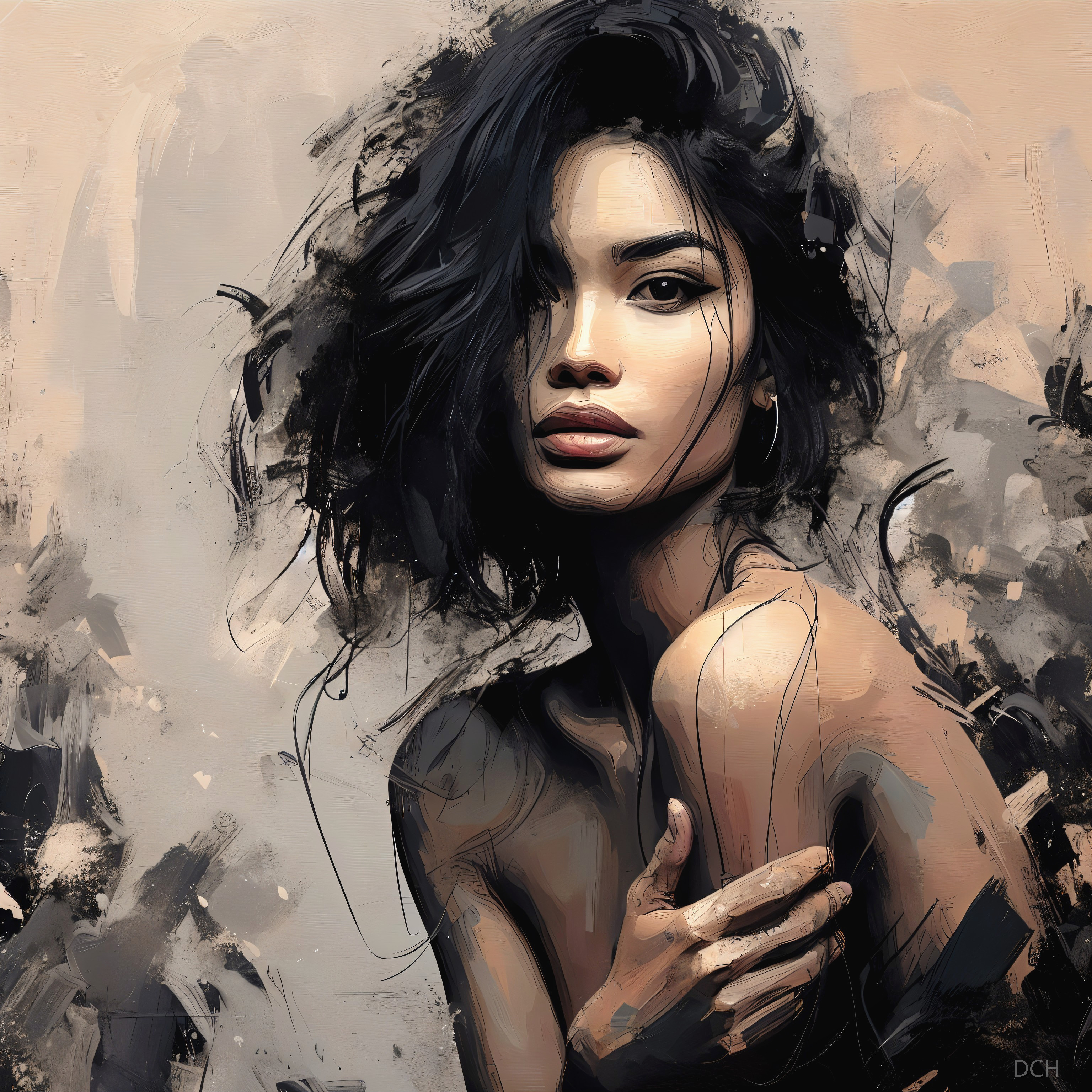 Portrait of a Woman with Textured Hair and Elegance