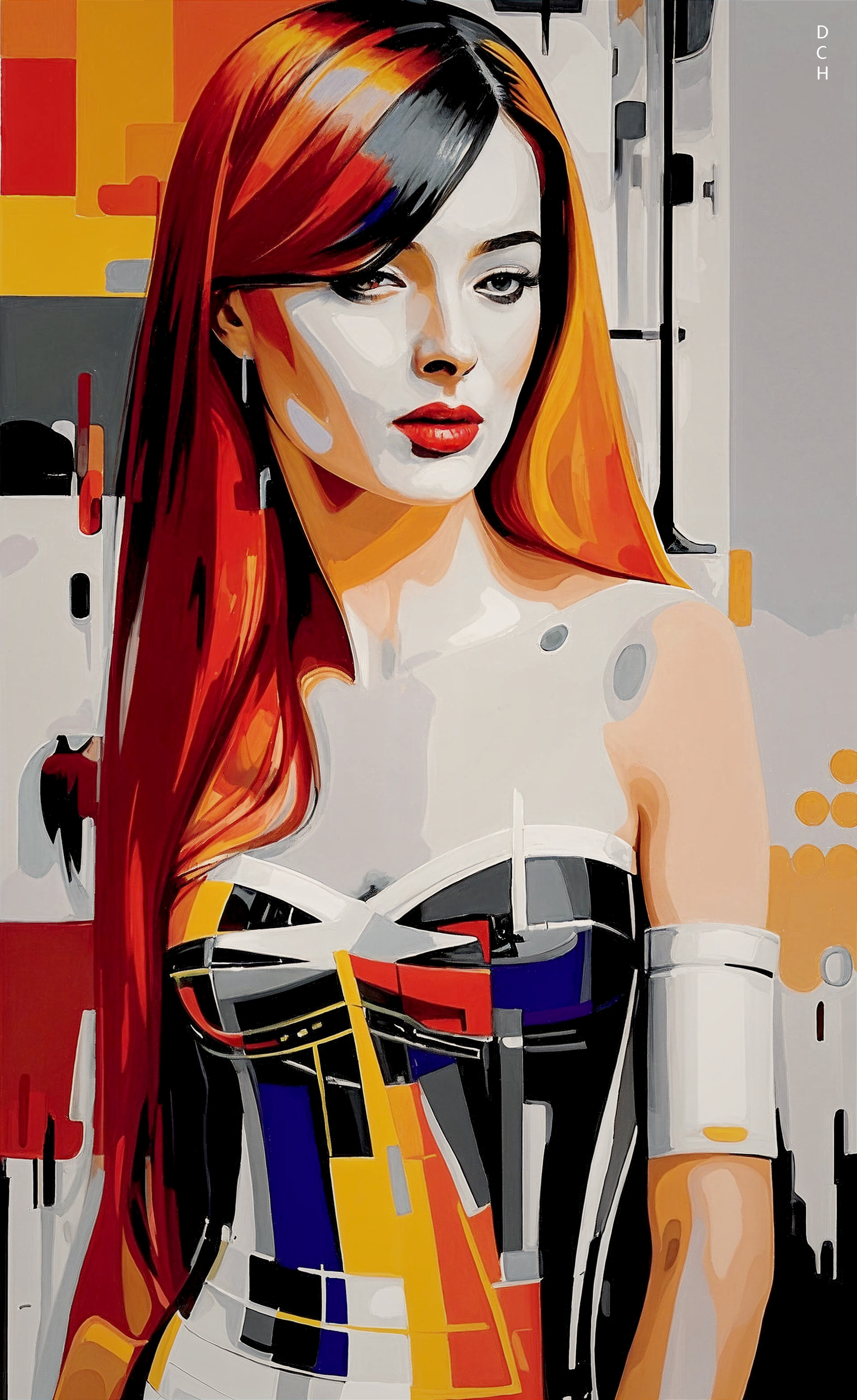 Portrait of a Woman with Colorful Hair and Outfit