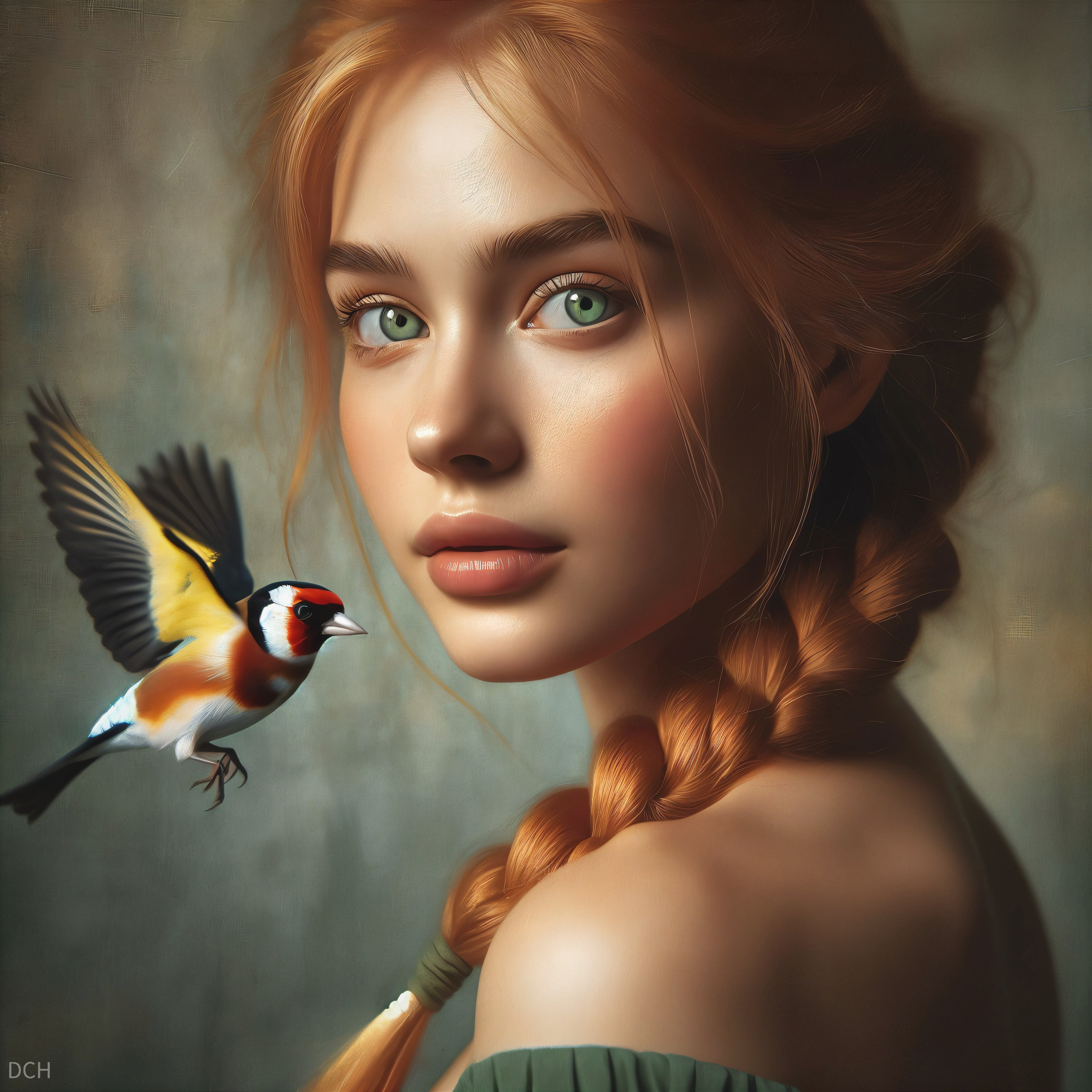 Close-up Portrait of Young Woman with Green Eyes