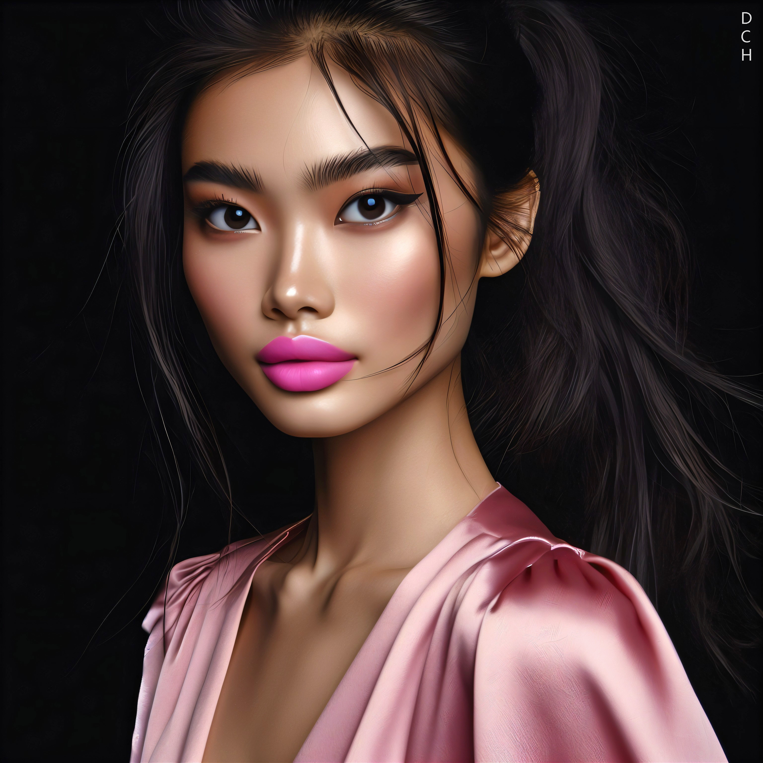 Close-up Portrait of a Young Woman with Radiant Features