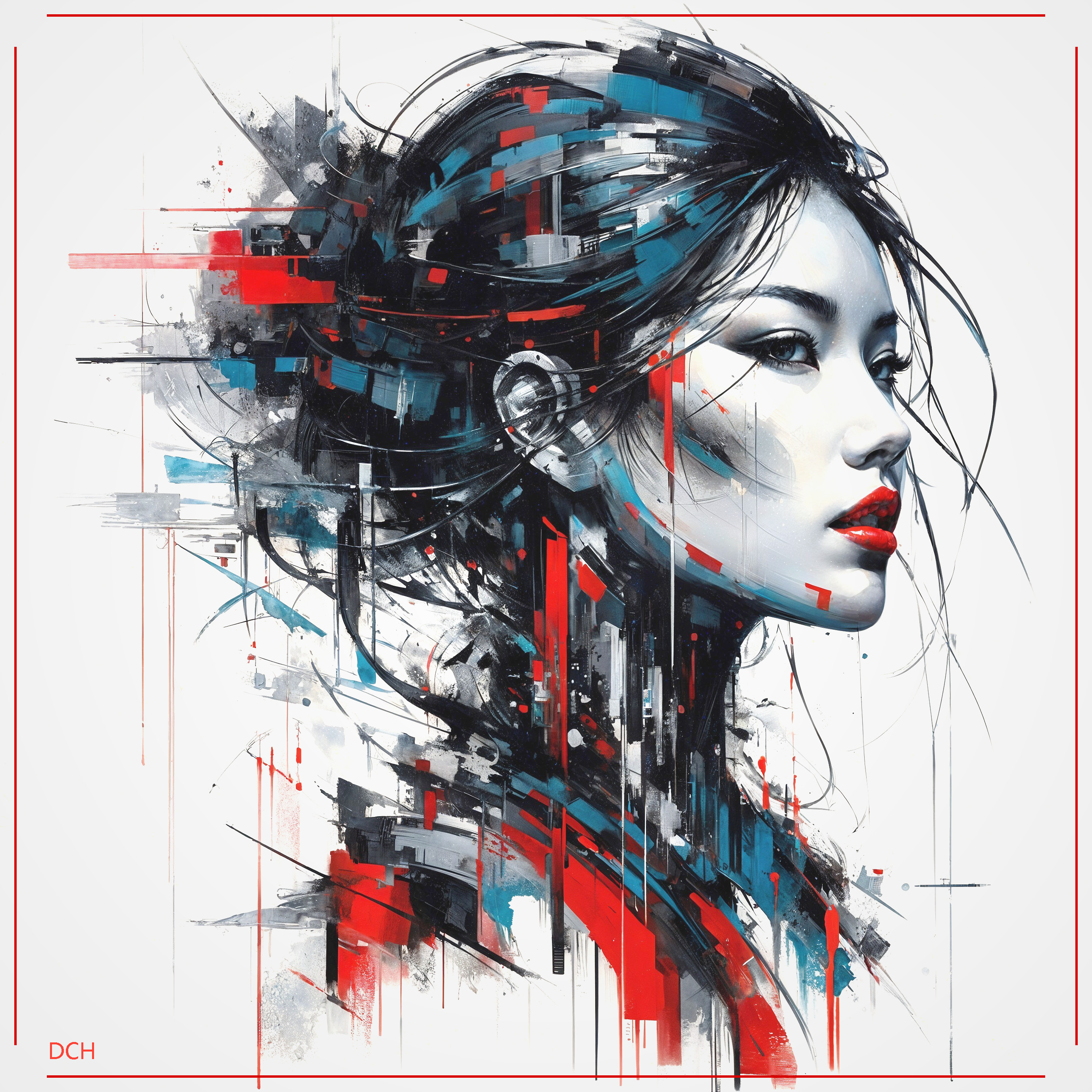 Bold Color Portrait of a Woman with Abstract Elements