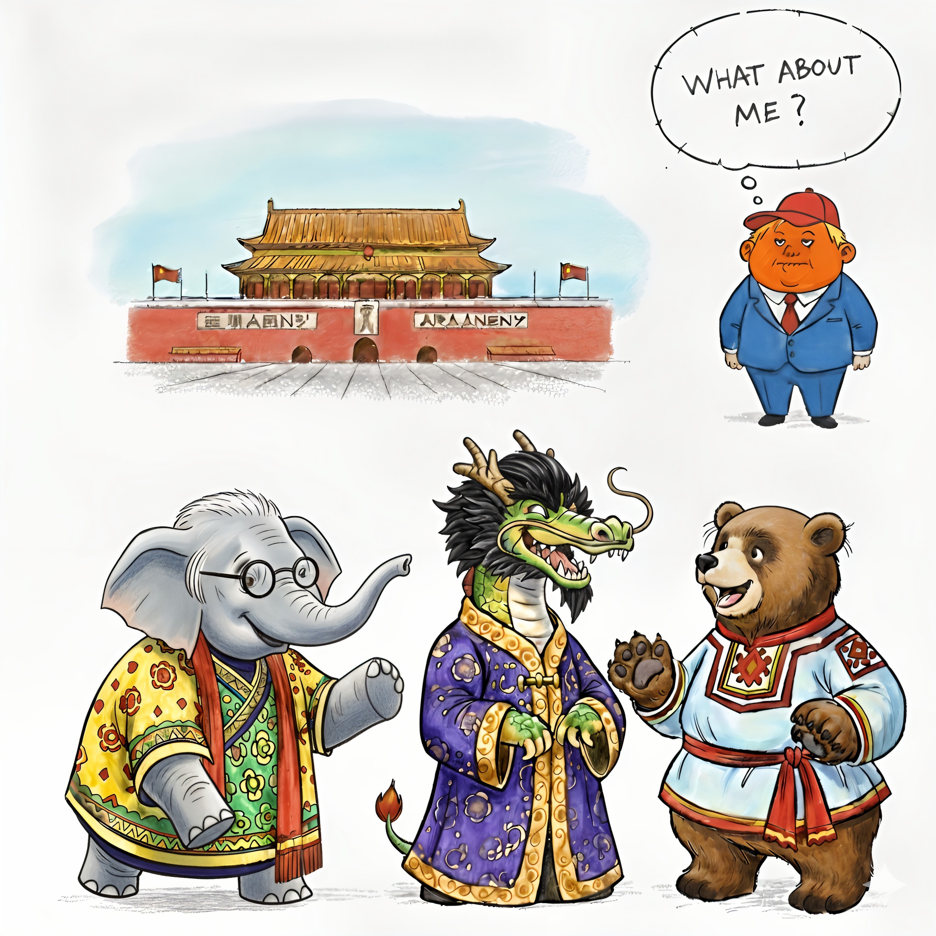 Cultural Diversity Depicted in Whimsical Cartoon Scene