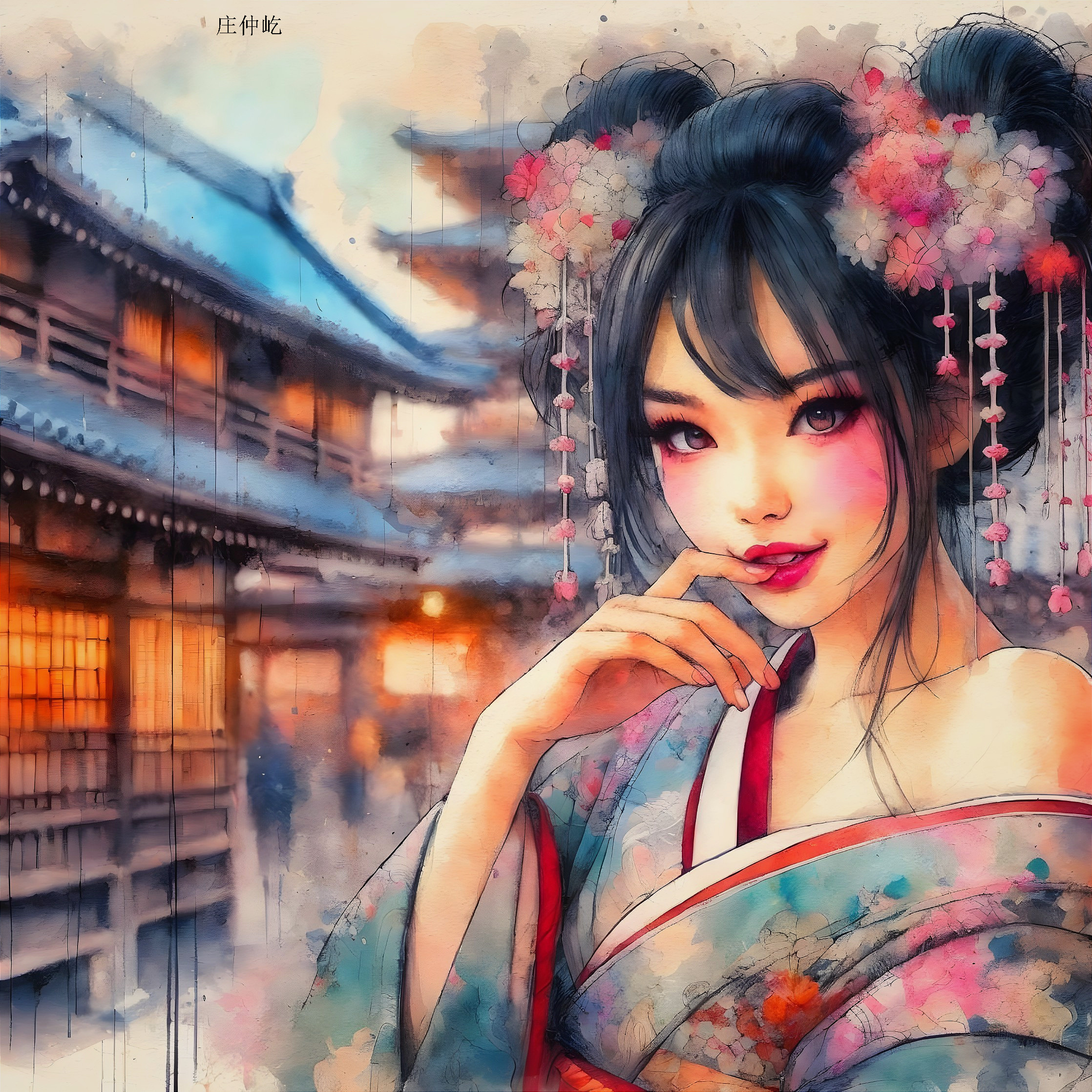 Portrait of a Young Woman in Traditional Kimono