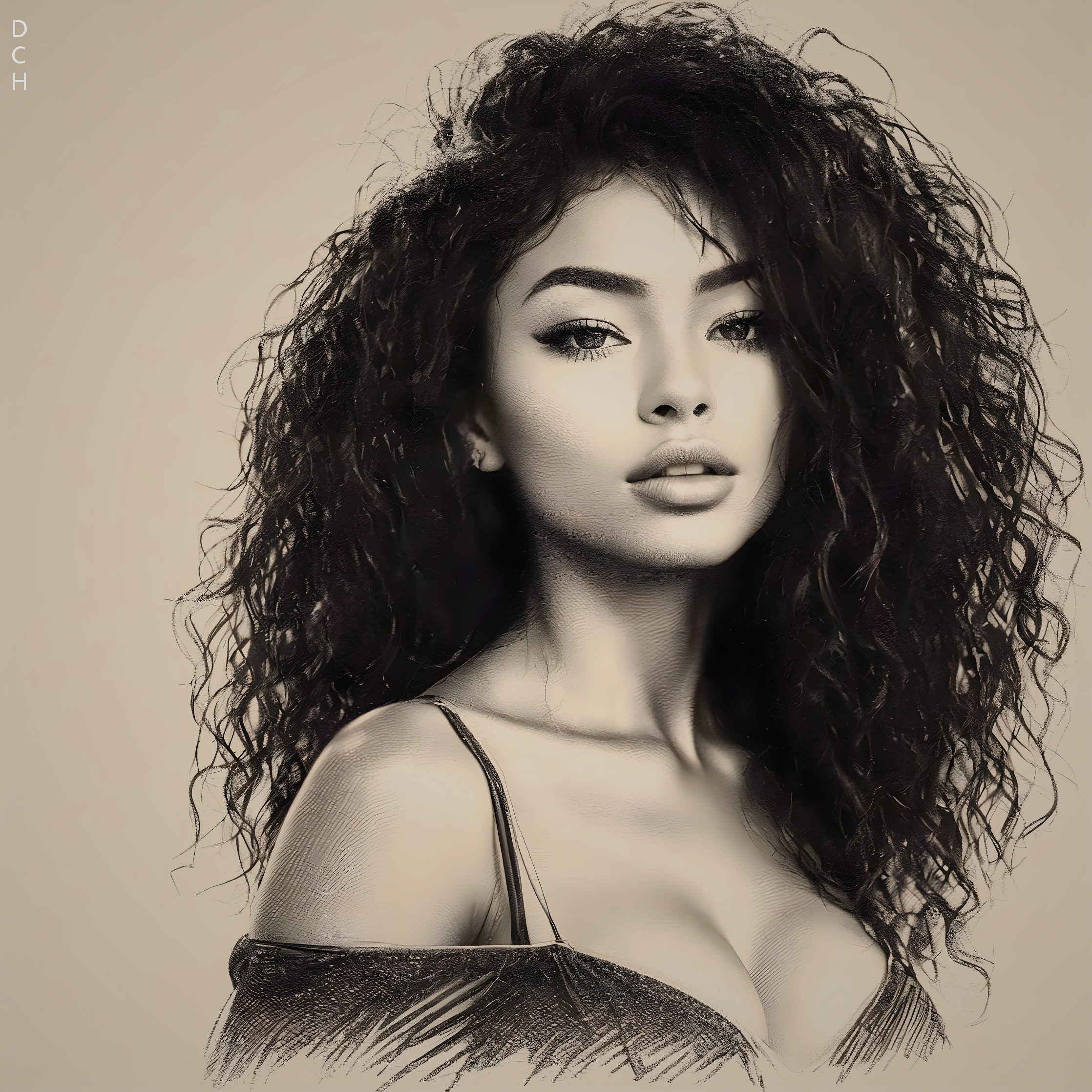 Portrait of a Confident Woman with Curly Hair