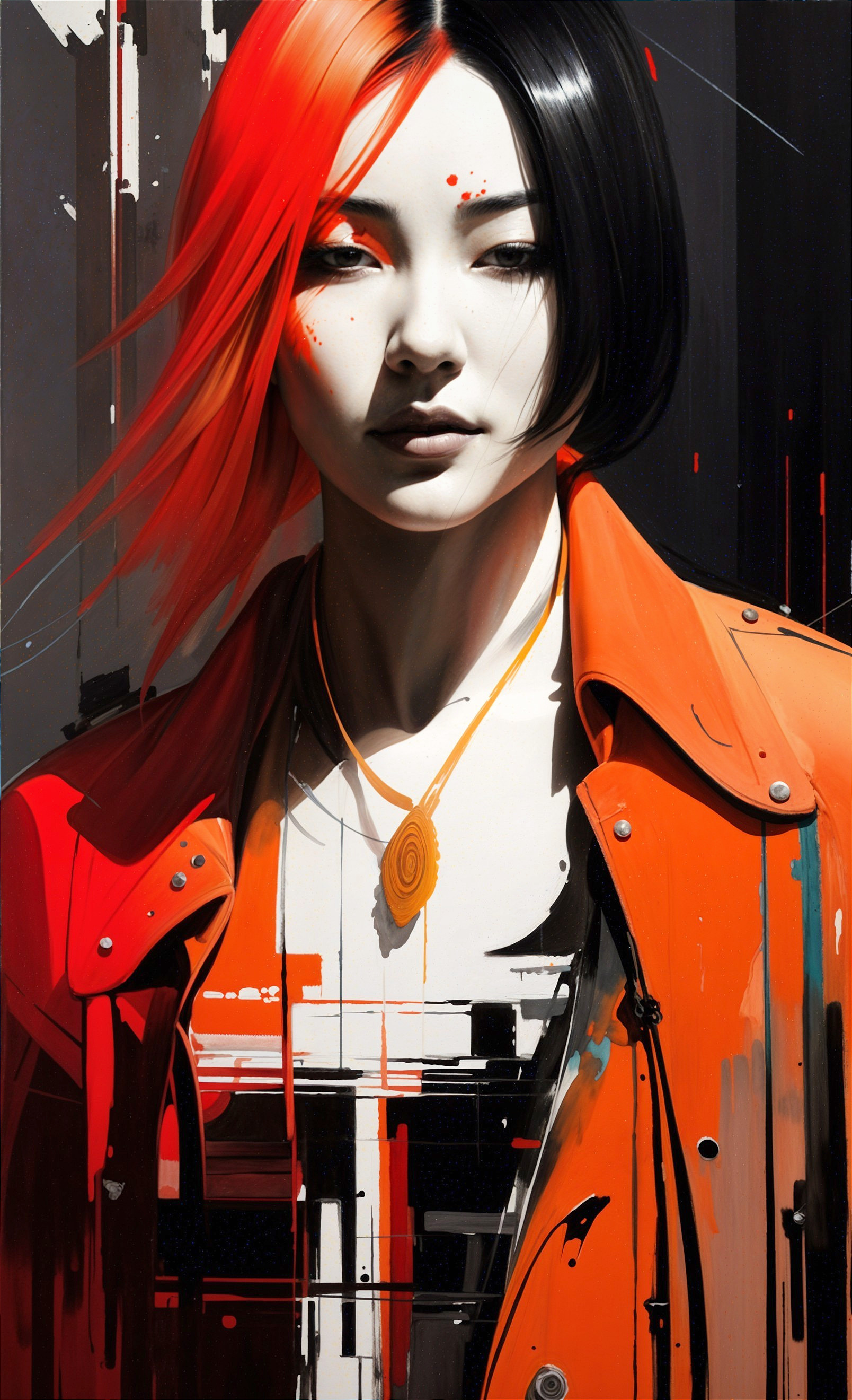 Portrait of a Woman with Bold Hairstyle and Jacket