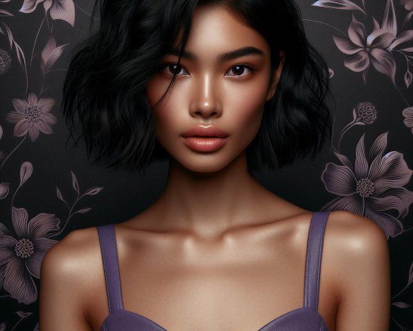 Portrait of a Confident Young Woman in Floral Setting