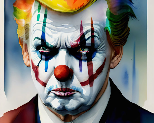Stylized Portrait of a Man in Clown Makeup
