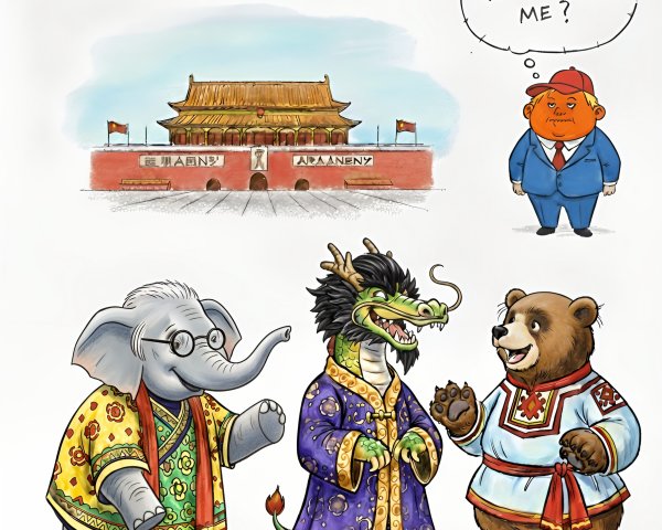 Cultural Diversity Depicted in Whimsical Cartoon Scene