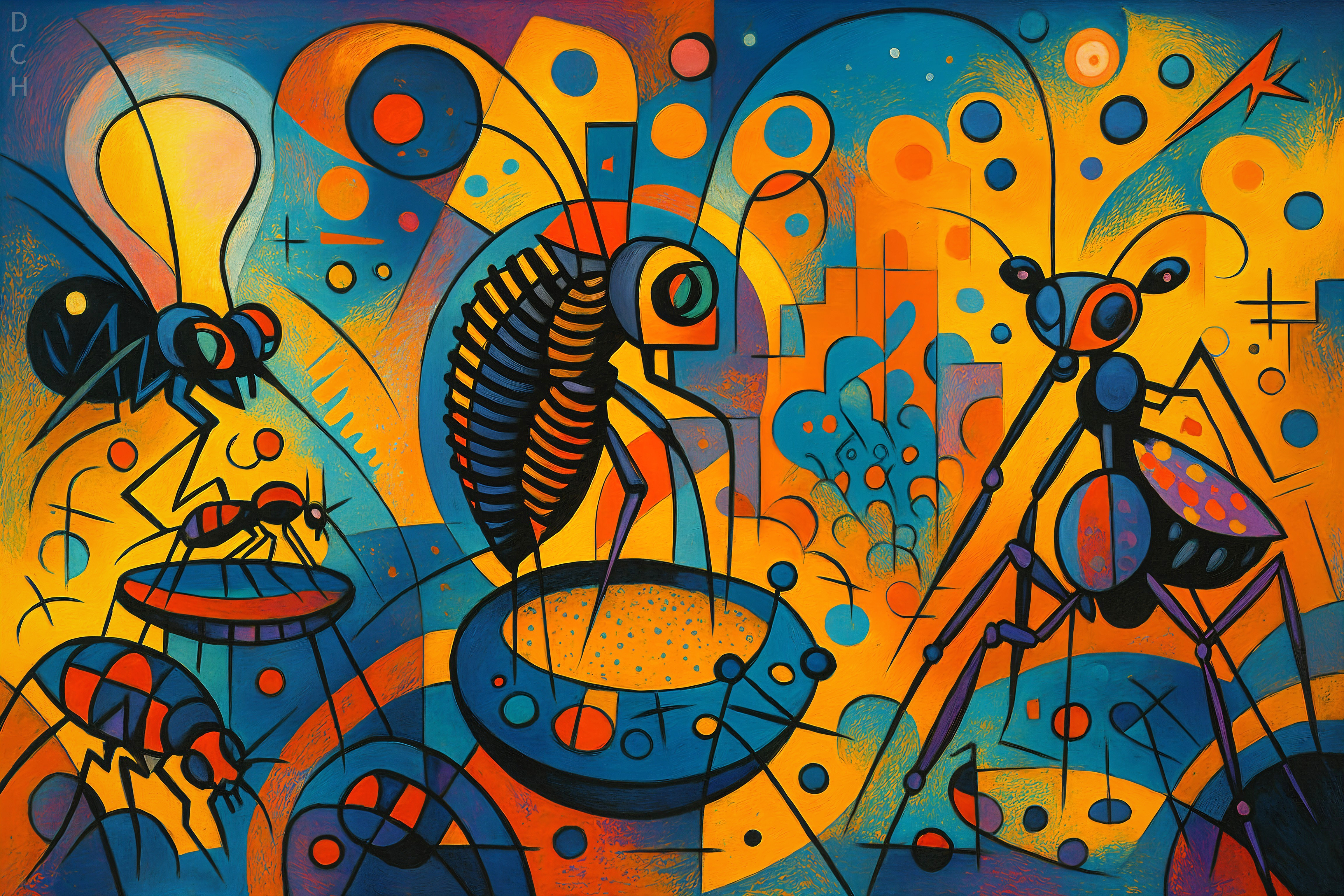 Vibrant Abstract Insect Art with Geometric Patterns