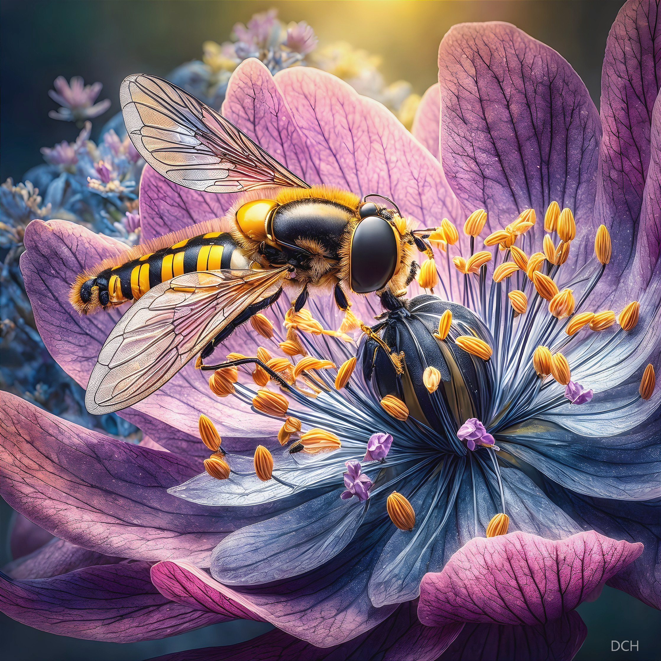 Close-Up of a Bee on a Colorful Flower