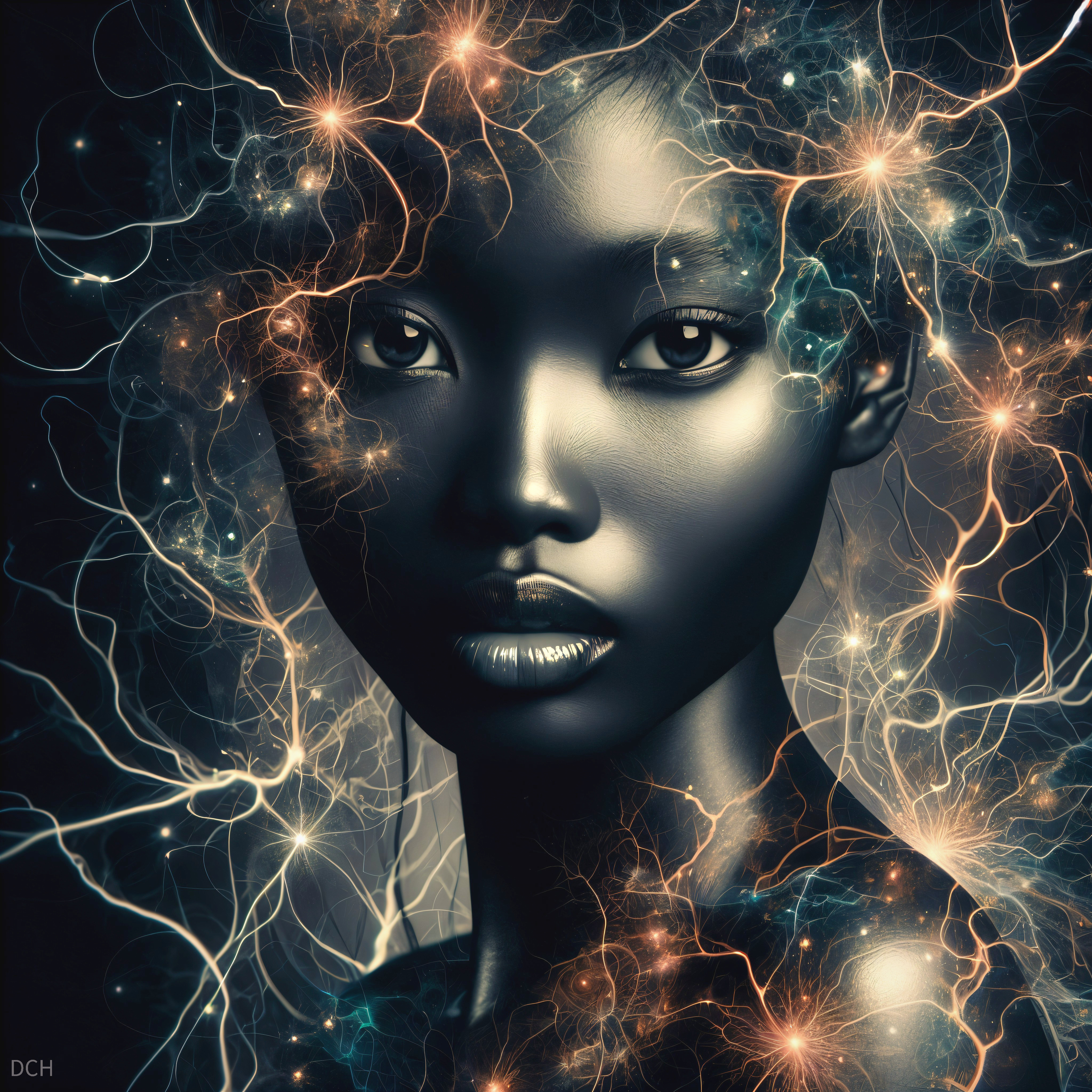 Portrait of a Young Woman with Ethereal Light Halo