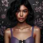 Portrait of a Confident Young Woman in Floral Setting