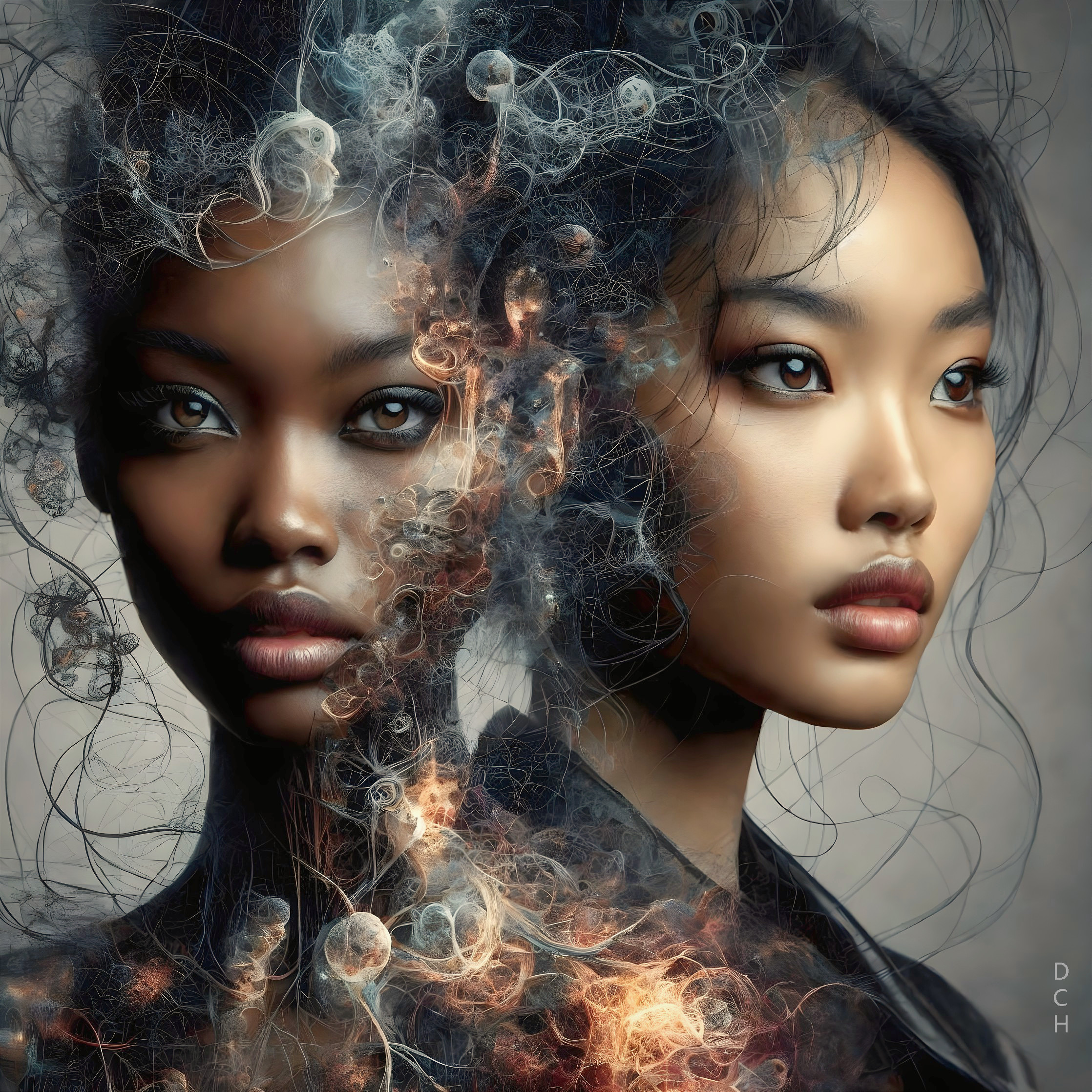 Ethereal Figures Merging in Dreamlike Colors