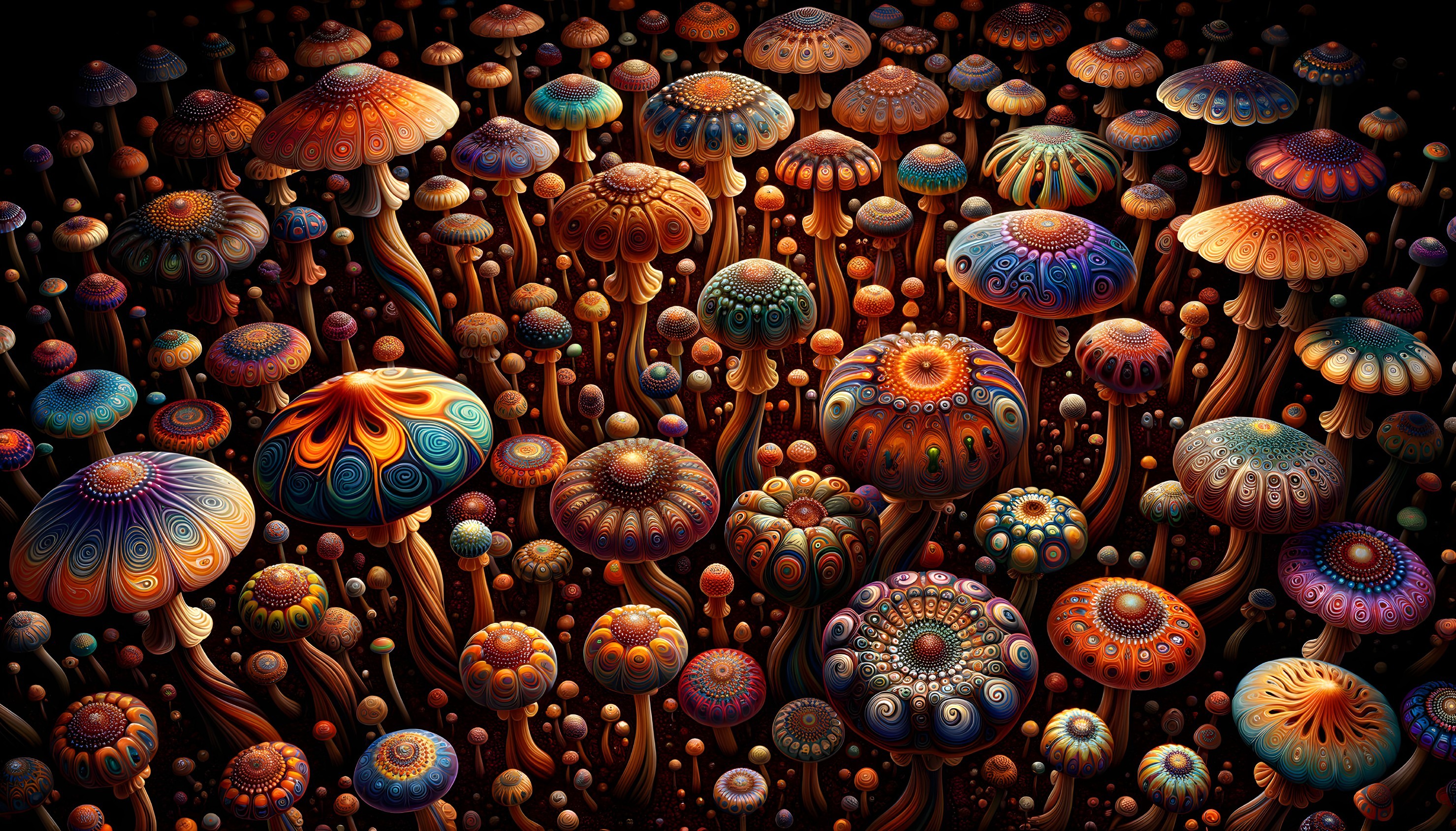 Vibrant Abstract Landscape with Jellyfish-Like Forms