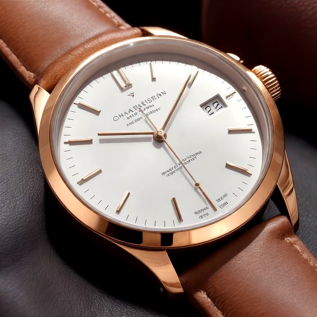 Elegant Rose Gold Watch with White Dial and Leather Strap