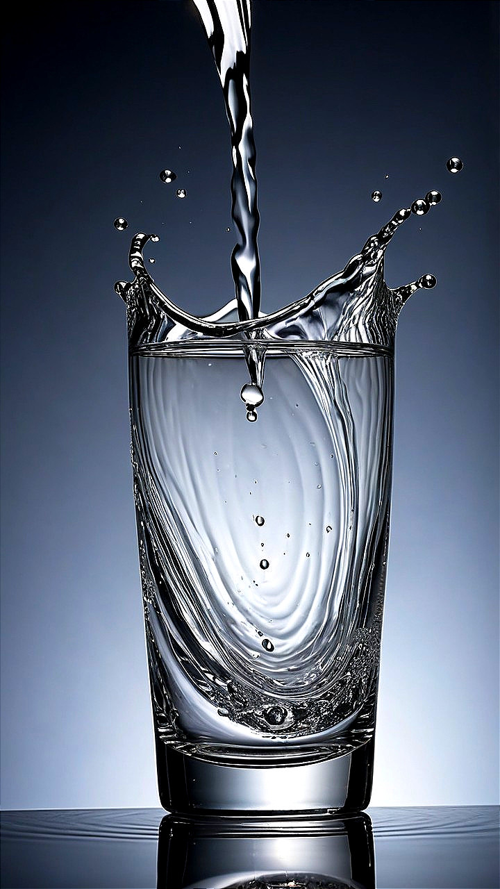 Clear Glass with Water and Intricate Splash Effects