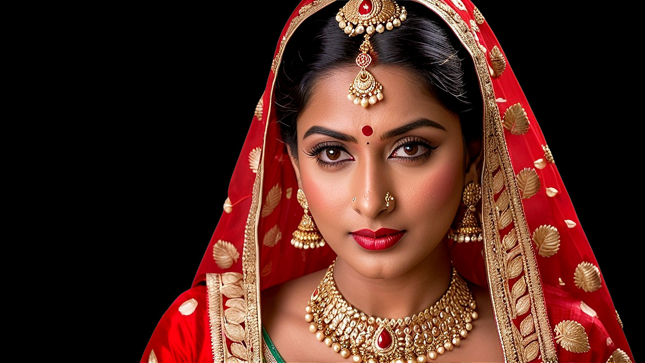 Portrait of a Woman in Traditional Indian Attire