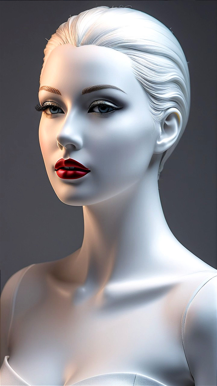 Mannequin with Porcelain Skin and Modern Hairstyle