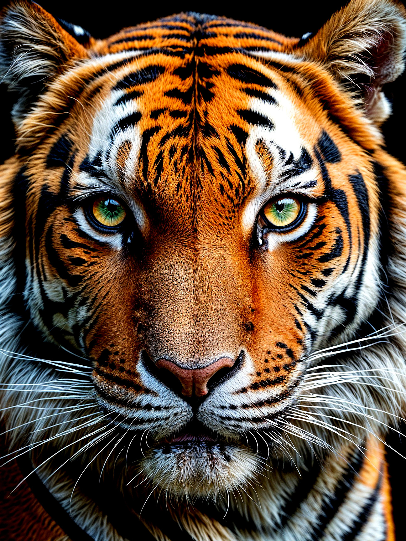 Close-up of a majestic tiger with striking stripes