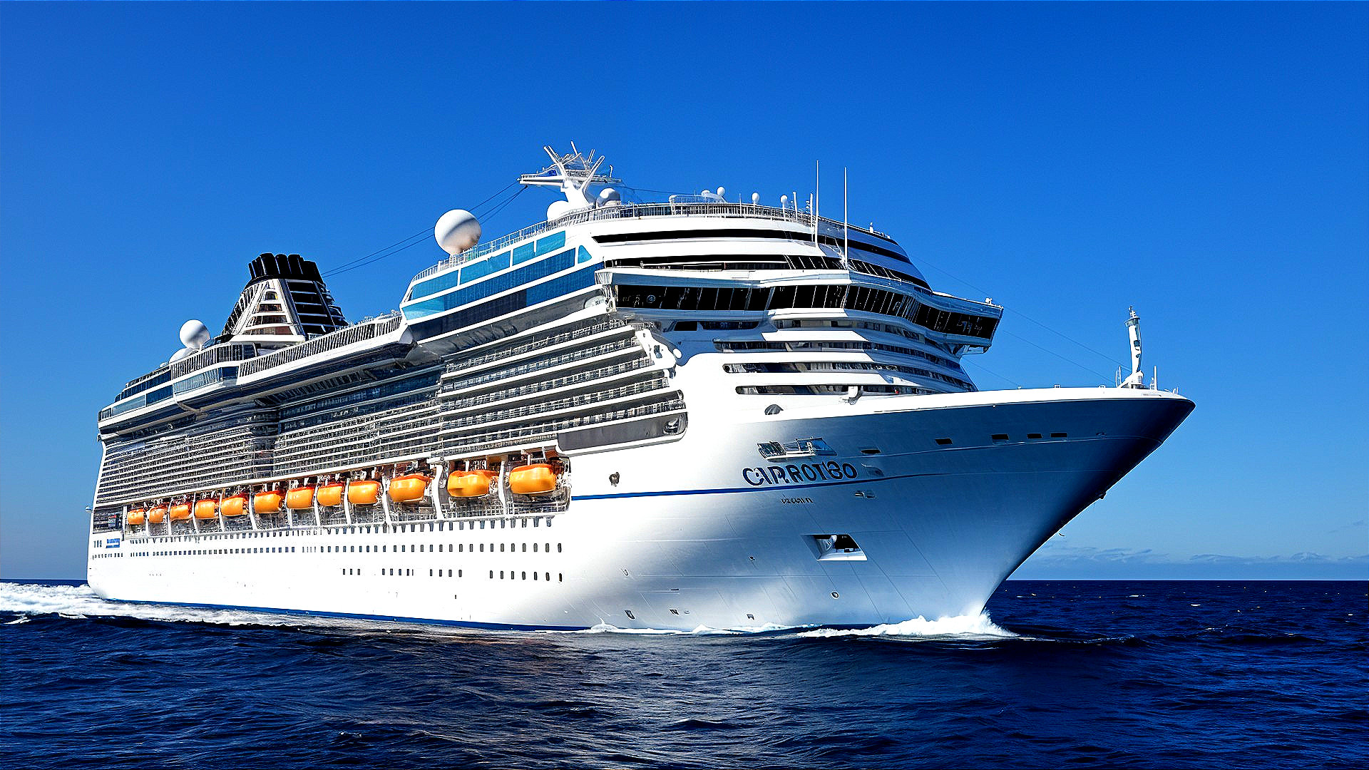 Luxurious Cruise Ship Sailing in Clear Blue Waters