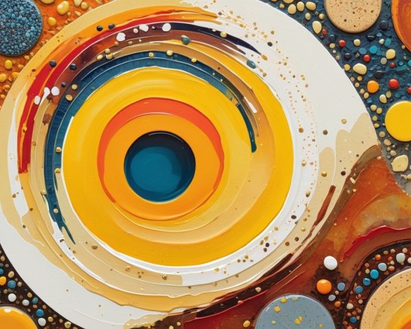 Abstract Painting with Vivid Colors and Concentric Circles