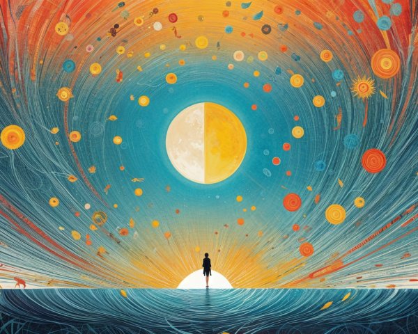 Silhouette by the Sea Under a Colorful Sky