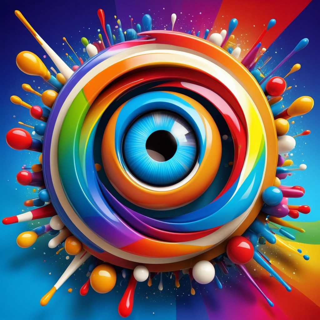 Vibrant Abstract Design with Stylized Eye and Colors
